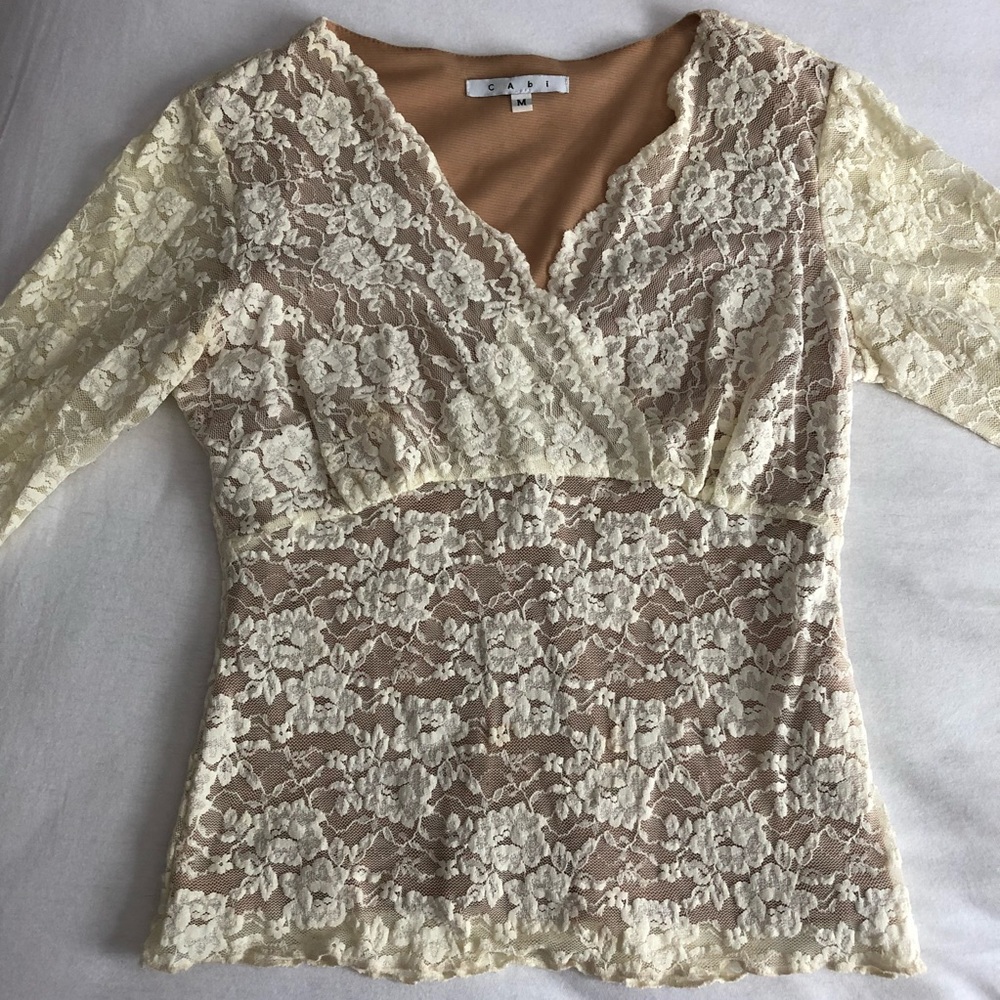 CAbi Lace 3/4 Sleeve Top